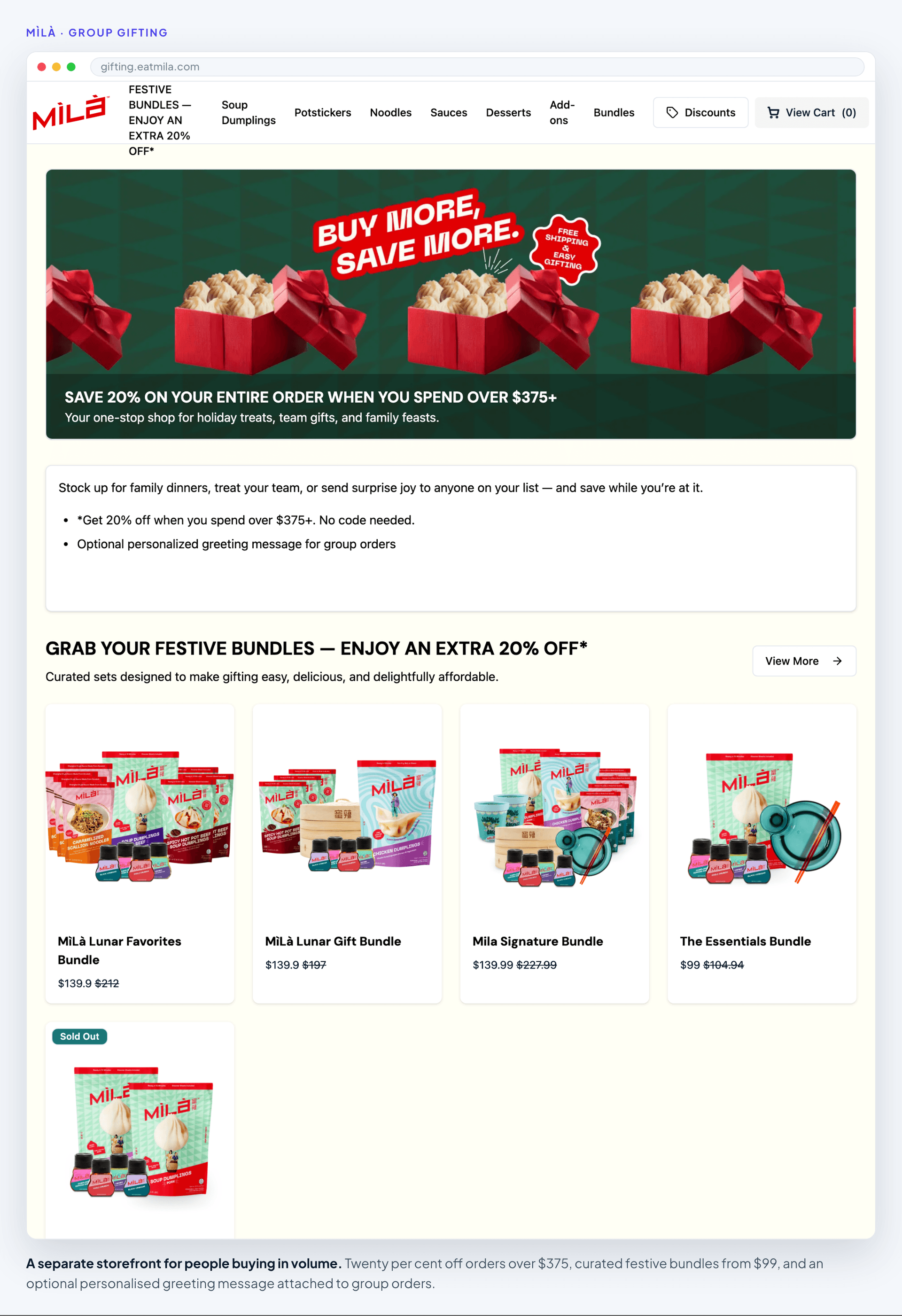 MìLà's group gifting storefront