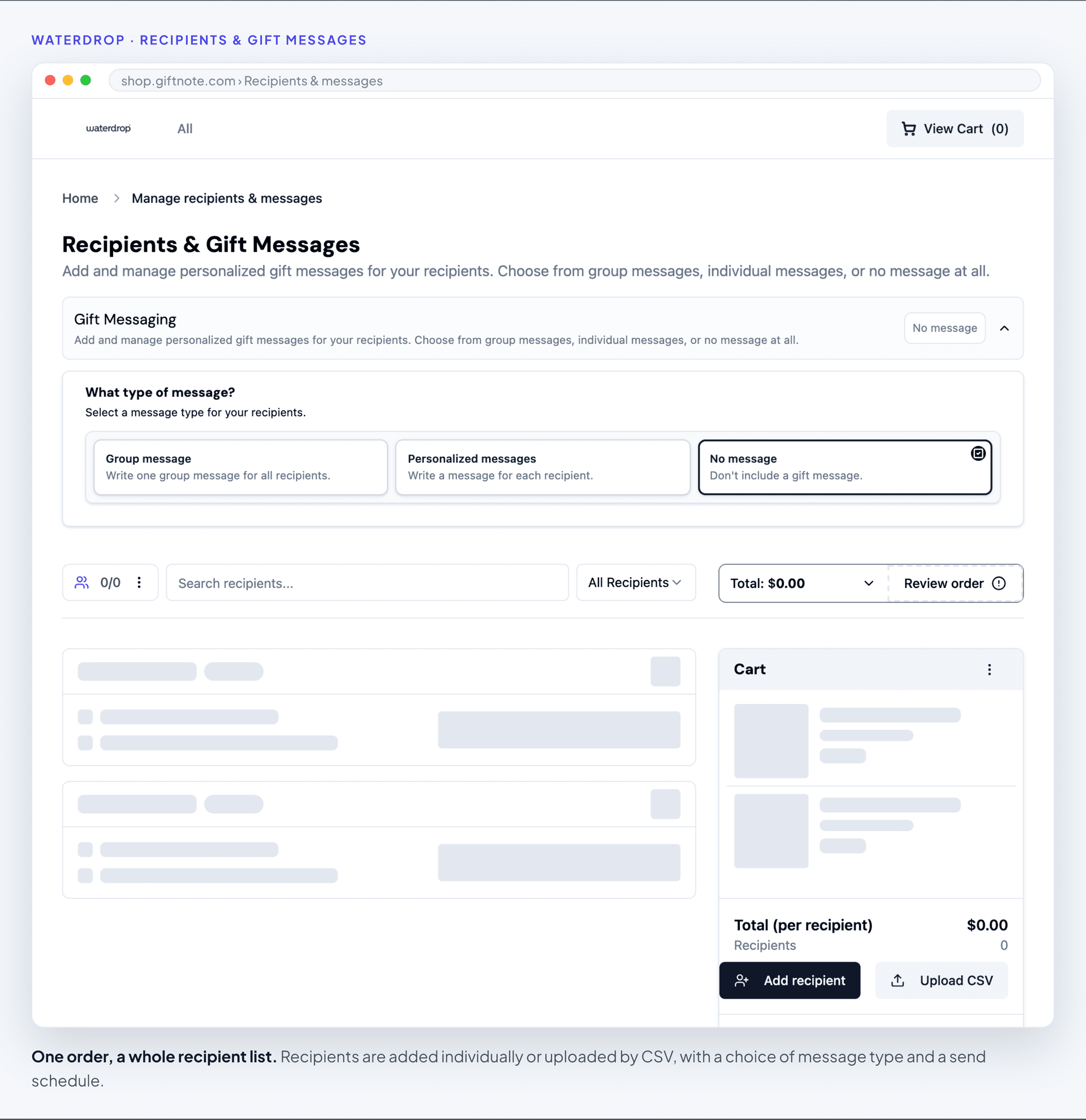 Adding recipients and choosing the message type
